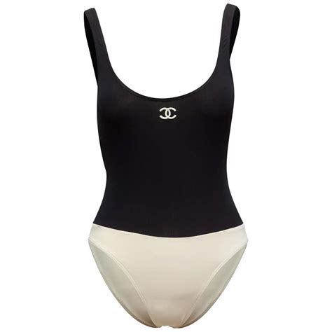 black and white chanel one piece|Chanel Swimsuit .